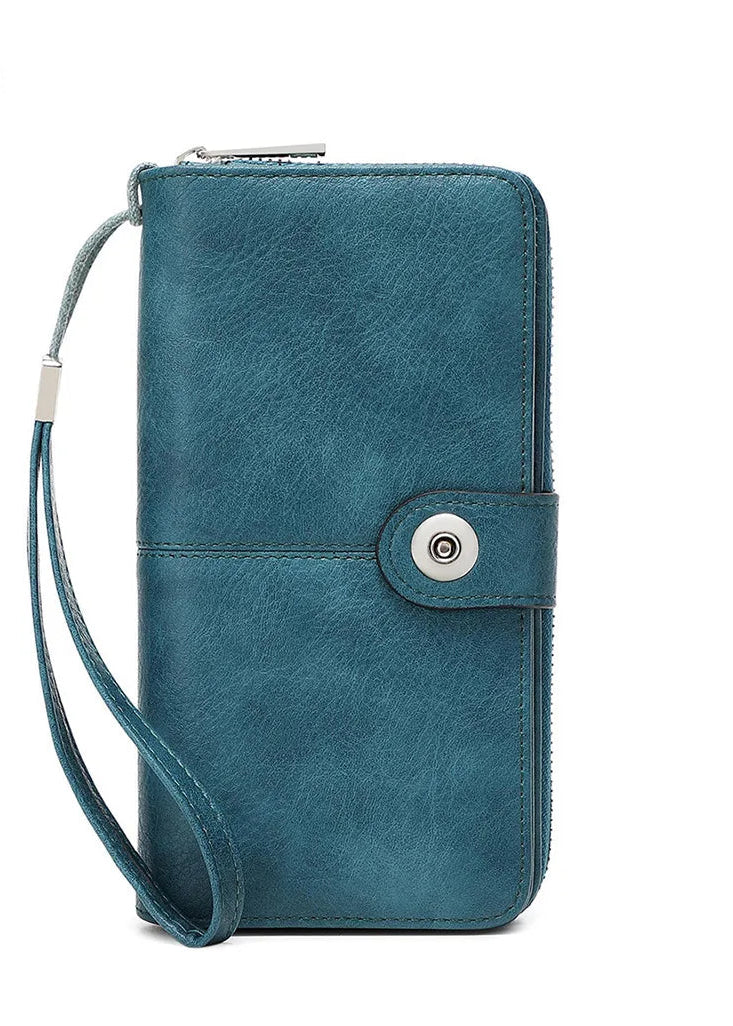 Portefeuille long rétro en cuir PU pour femme avec protection RFID intégrée — photo 6