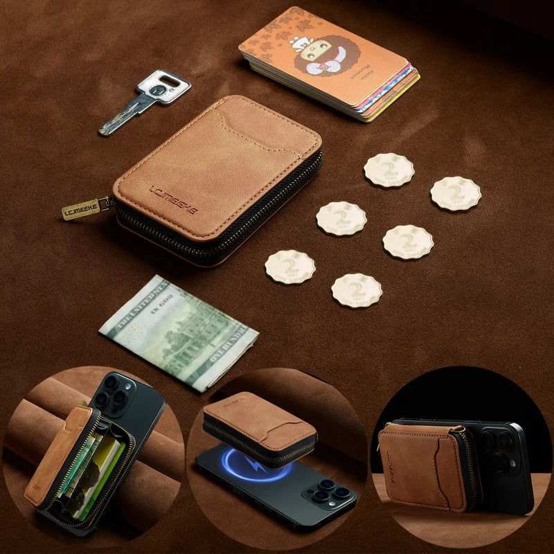Portefeuille magnétique avec blocage RFID et fermeture éclair pour smartphone — photo 2