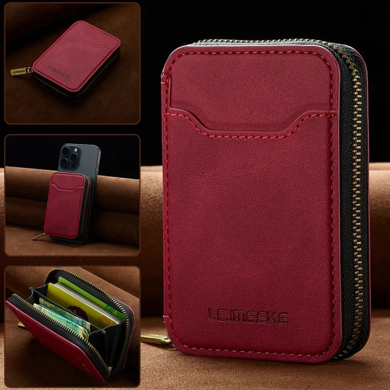 Portefeuille magnétique avec blocage RFID et fermeture éclair pour smartphone — photo 5