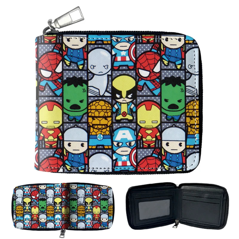 Portefeuille Marvel en cuir PU avec fermeture zippée et design comics multicarte — photo 4