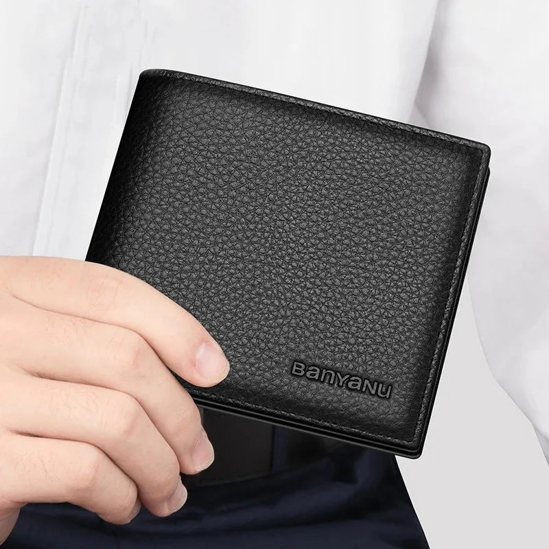 Portefeuille en cuir véritable pour homme – Portefeuille bifold minimaliste avec porte-cartes, pour une grande capacité et un design simple — photo 1