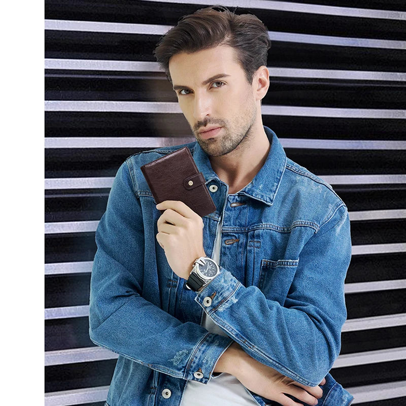 Portefeuille organisateur en cuir de vachette véritable pour homme — photo 1