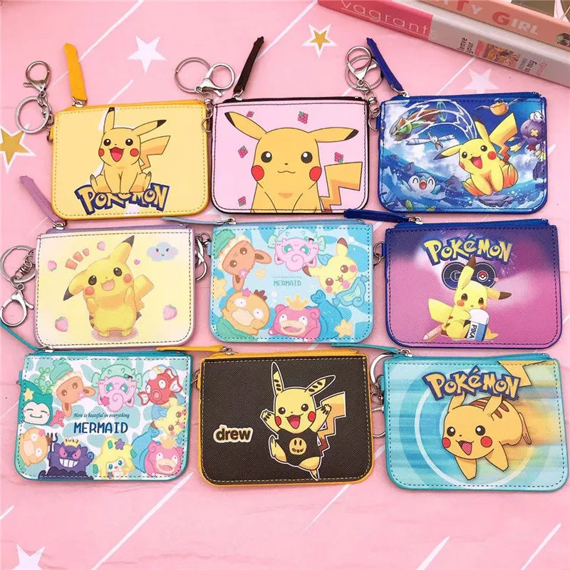 Portefeuille Pokémon Pikachu en cuir avec fermeture zippée et porte-clés — photo 2
