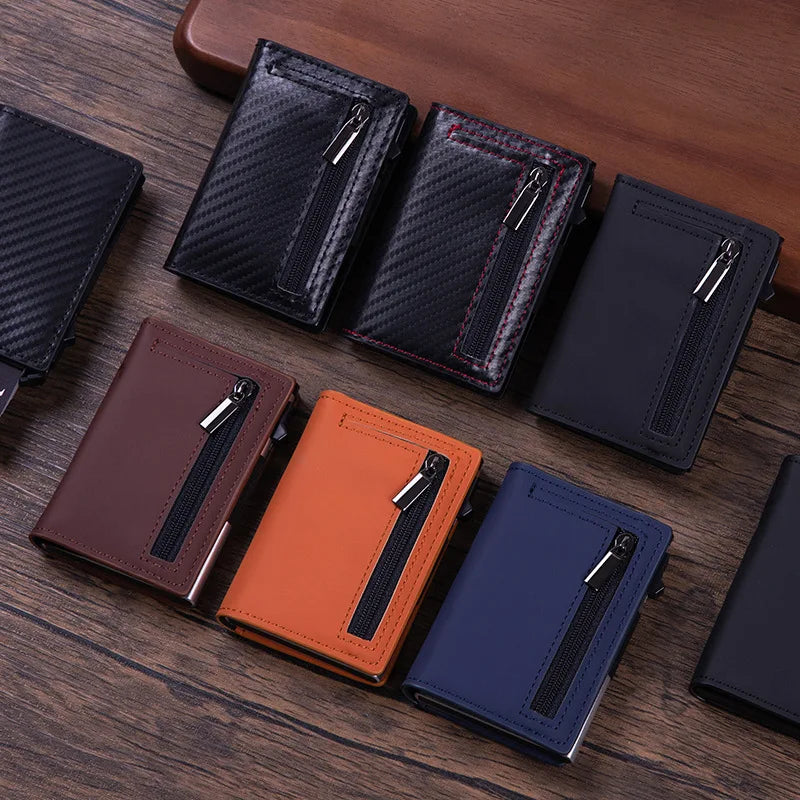 Portefeuille pop-up RFID en cuir PU avec porte-cartes zippé compact pour homme — photo 1