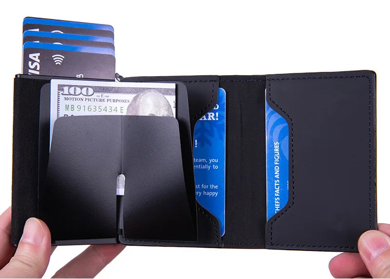 Portefeuille pop-up RFID en cuir PU avec porte-cartes zippé compact pour homme — photo 4