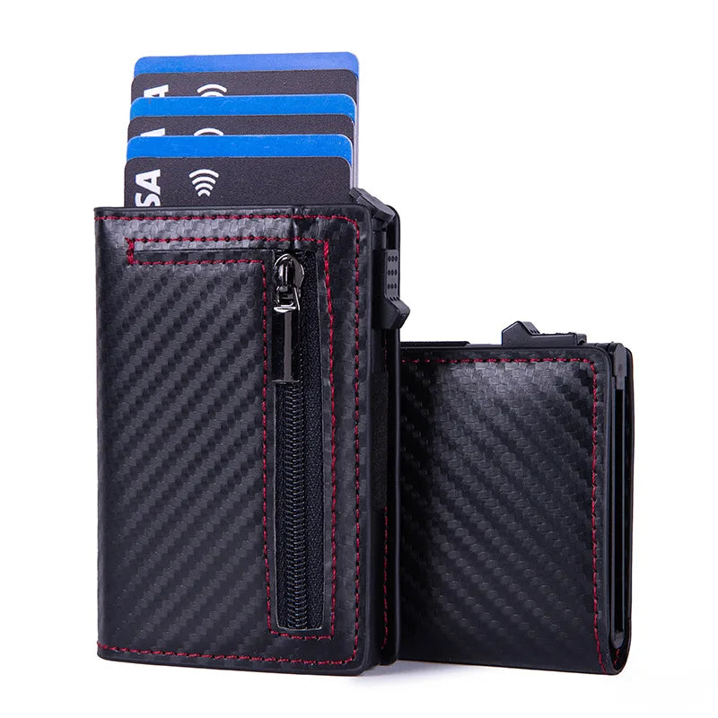 Portefeuille pop-up RFID en cuir PU avec porte-cartes zippé compact pour homme — photo 5