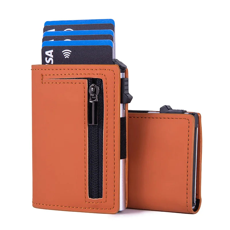 Portefeuille pop-up RFID en cuir PU avec porte-cartes zippé compact pour homme — photo 6
