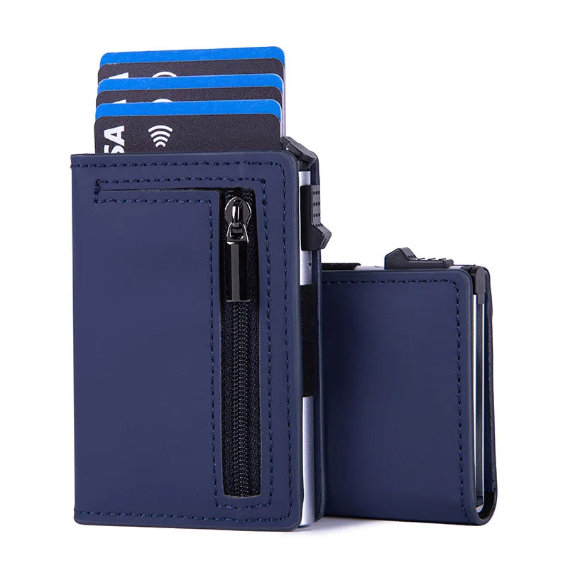 Portefeuille pop-up RFID en cuir PU avec porte-cartes zippé compact pour homme — photo 7