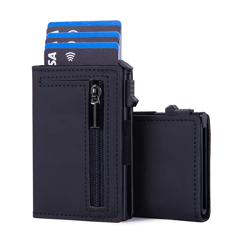 Portefeuille pop-up RFID en cuir PU avec porte-cartes zippé compact pour homme — photo 8