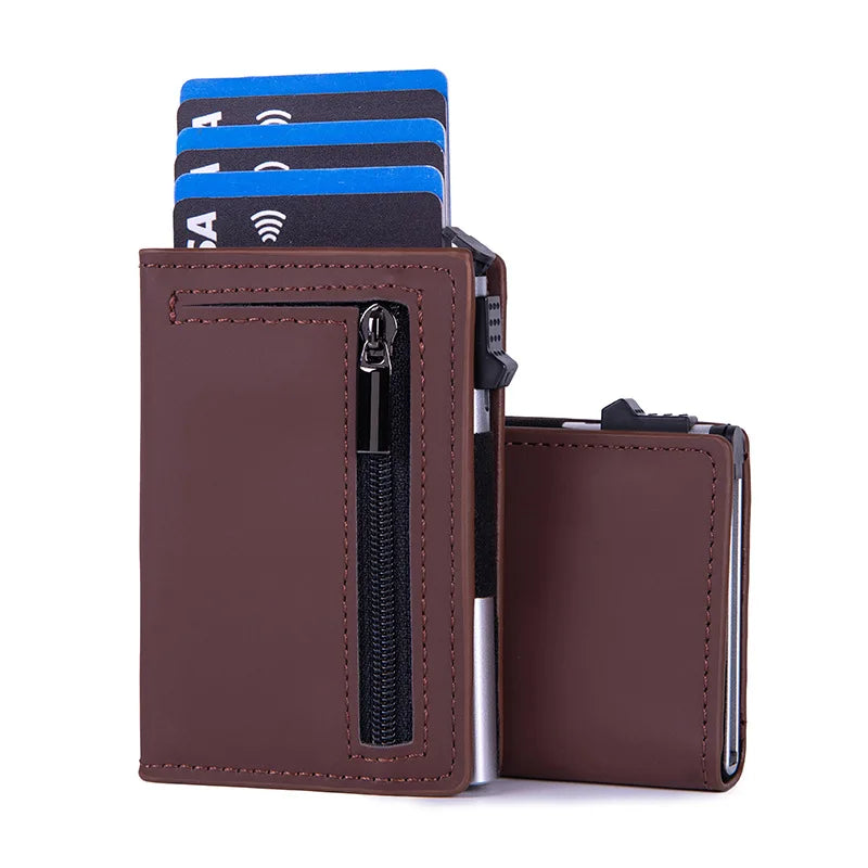 Portefeuille pop-up RFID en cuir PU avec porte-cartes zippé compact pour homme — photo 9