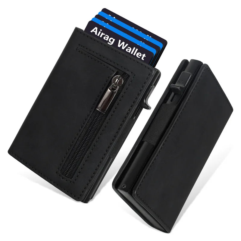 Portefeuille pop-up RFID en cuir PU avec porte-cartes magnétique et poche zippée — photo 3