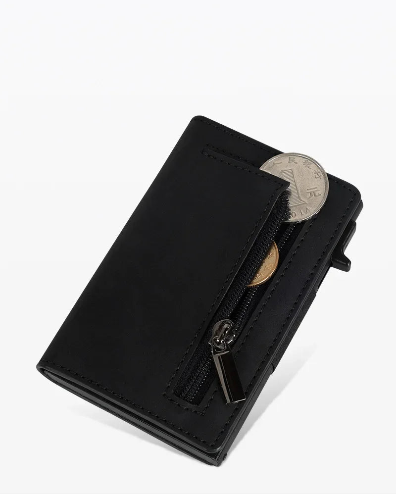 Portefeuille pop-up RFID en cuir PU avec porte-cartes magnétique et poche zippée — photo 4