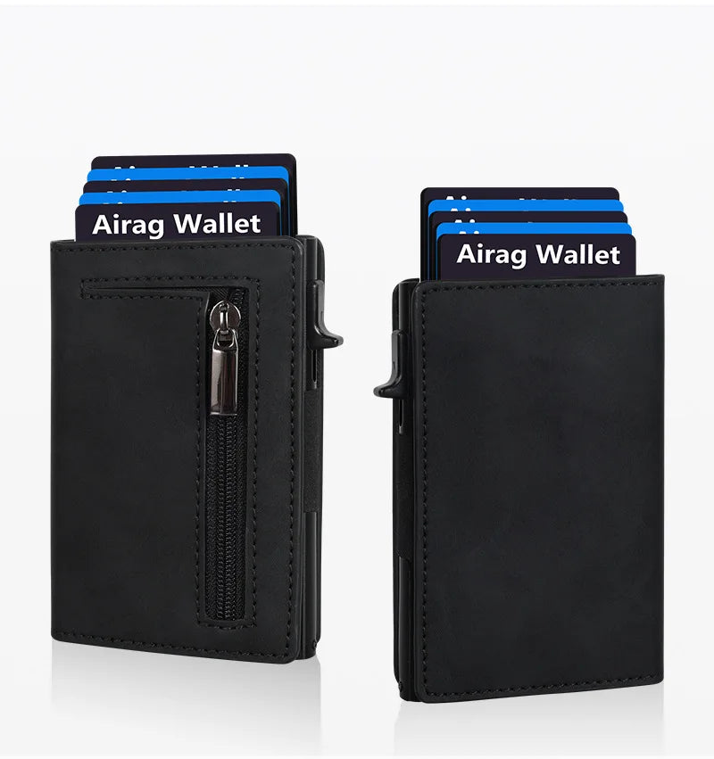 Portefeuille pop-up RFID en cuir PU avec porte-cartes magnétique et poche zippée — photo 5