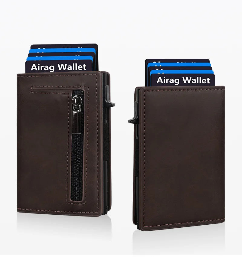 Portefeuille pop-up RFID en cuir PU avec porte-cartes magnétique et poche zippée — photo 6