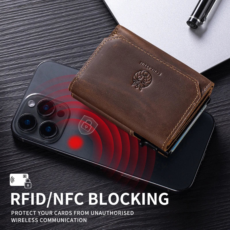 Portefeuille trifold Pop-Up en cuir véritable - Sécurité RFID et design intelligent — photo 2