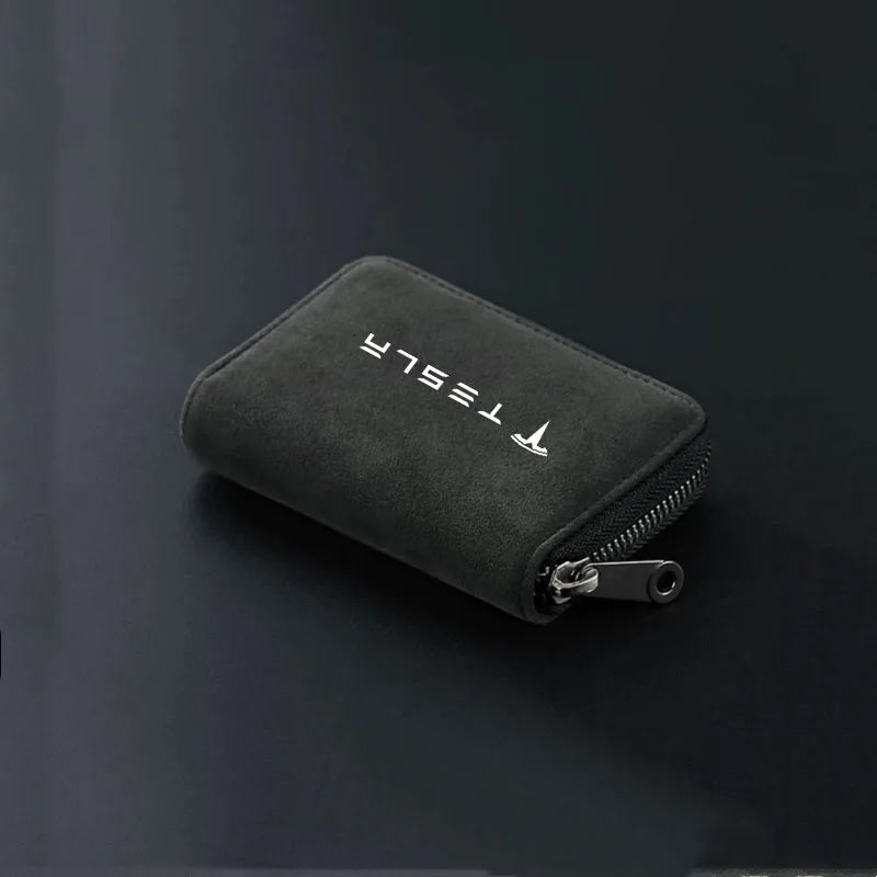 Portefeuille porte-cartes zippé en cuir compact pour voiture Tesla avec grande capacité — photo 10 Image