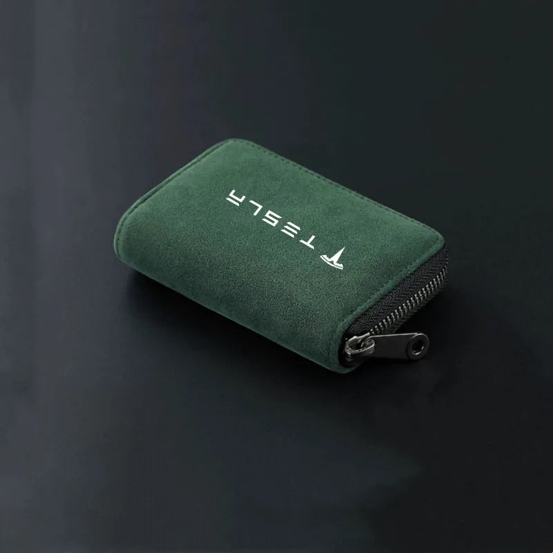 Portefeuille porte-cartes zippé en cuir compact pour voiture Tesla avec grande capacité — photo 8