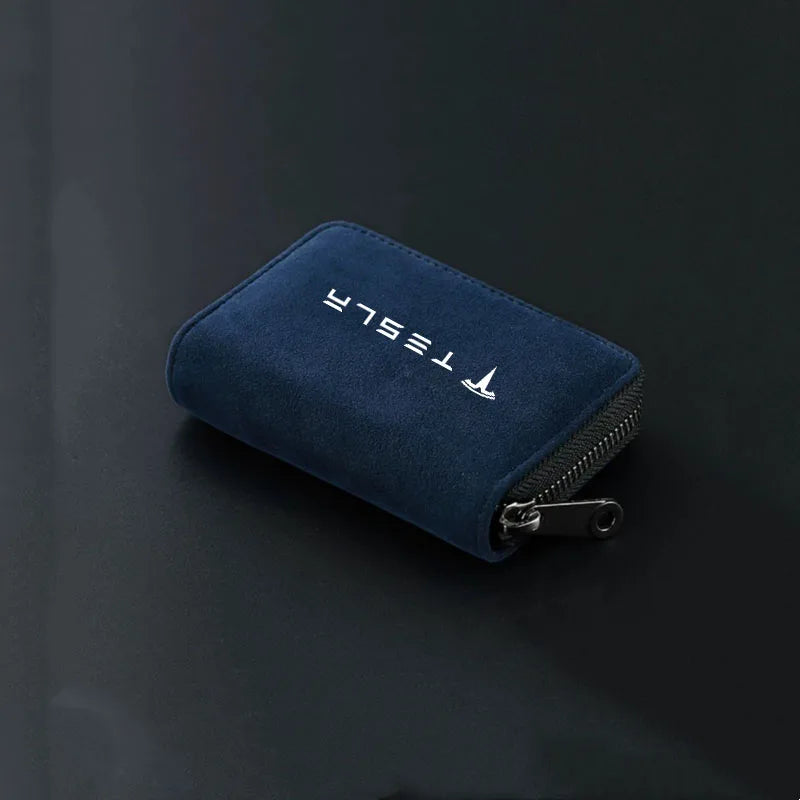 Portefeuille porte-cartes zippé en cuir compact pour voiture Tesla avec grande capacité — photo 9