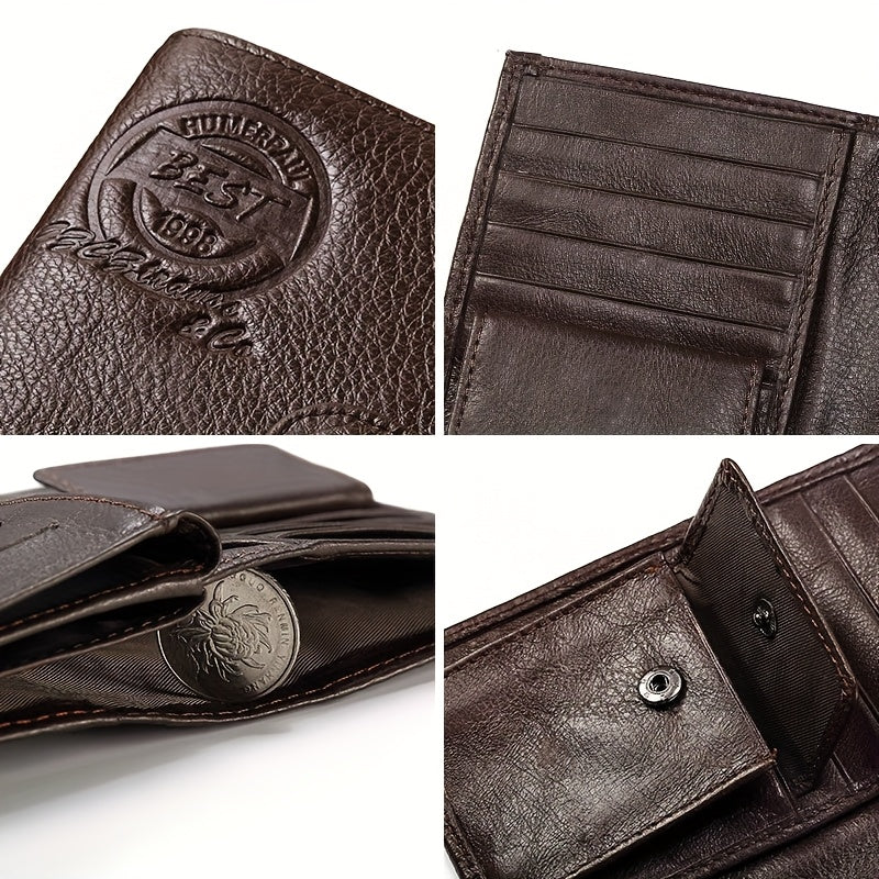 Portefeuille porte-passeport en cuir, 12 fentes et carnet
