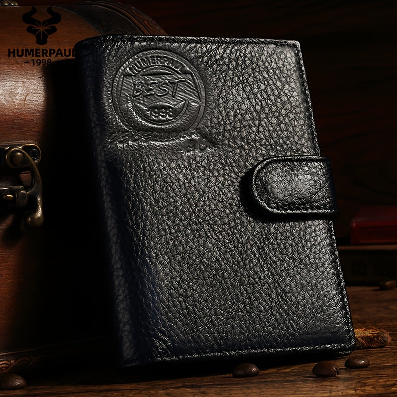 Portefeuille porte-passeport en cuir, 12 fentes et carnet
