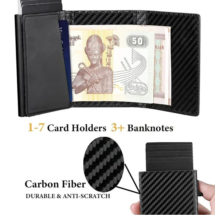 Portefeuille carte RFID aluminium unisexe avec pop-up et design compact minimaliste — photo 5