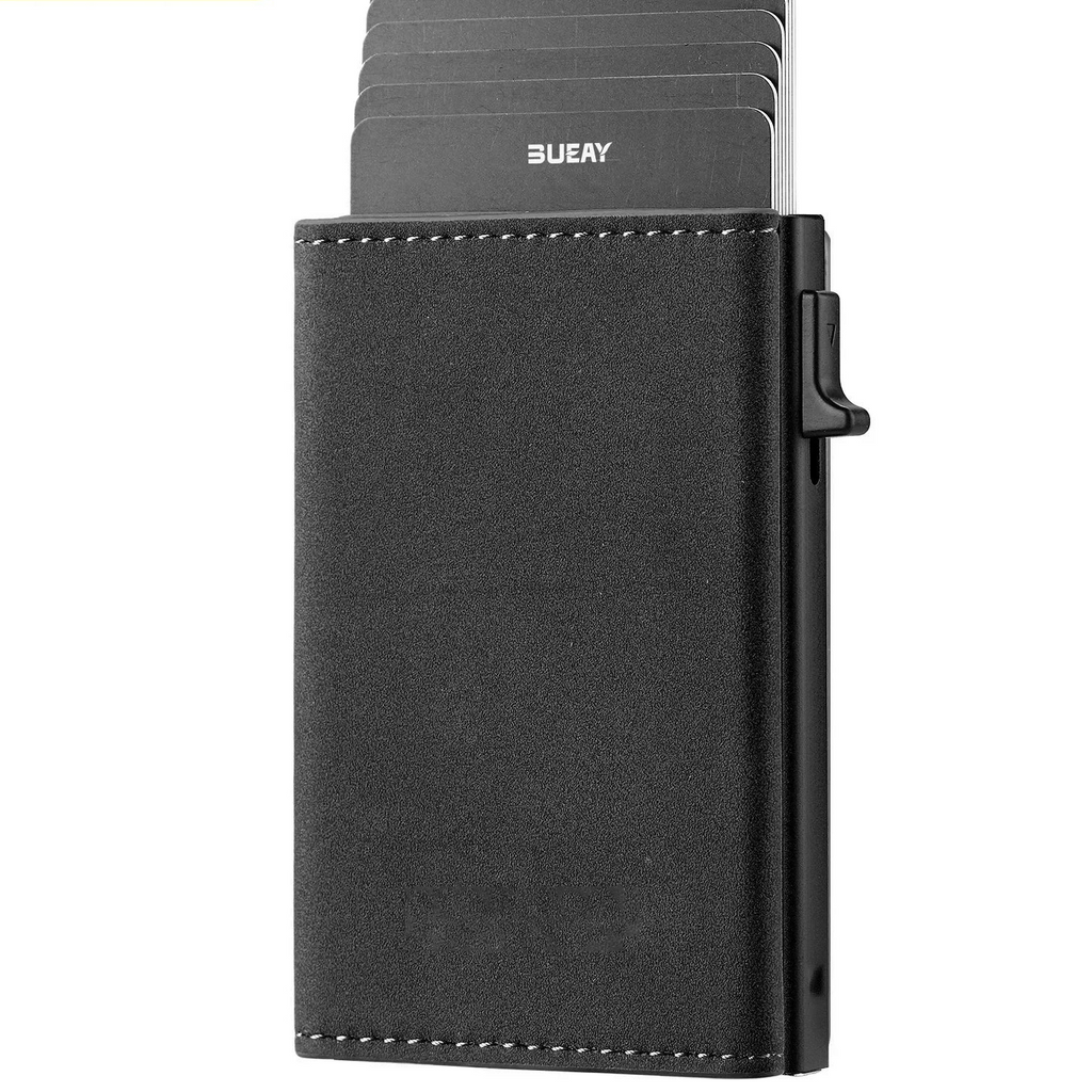 Portefeuille carte RFID aluminium unisexe avec pop-up et design compact minimaliste — photo 6