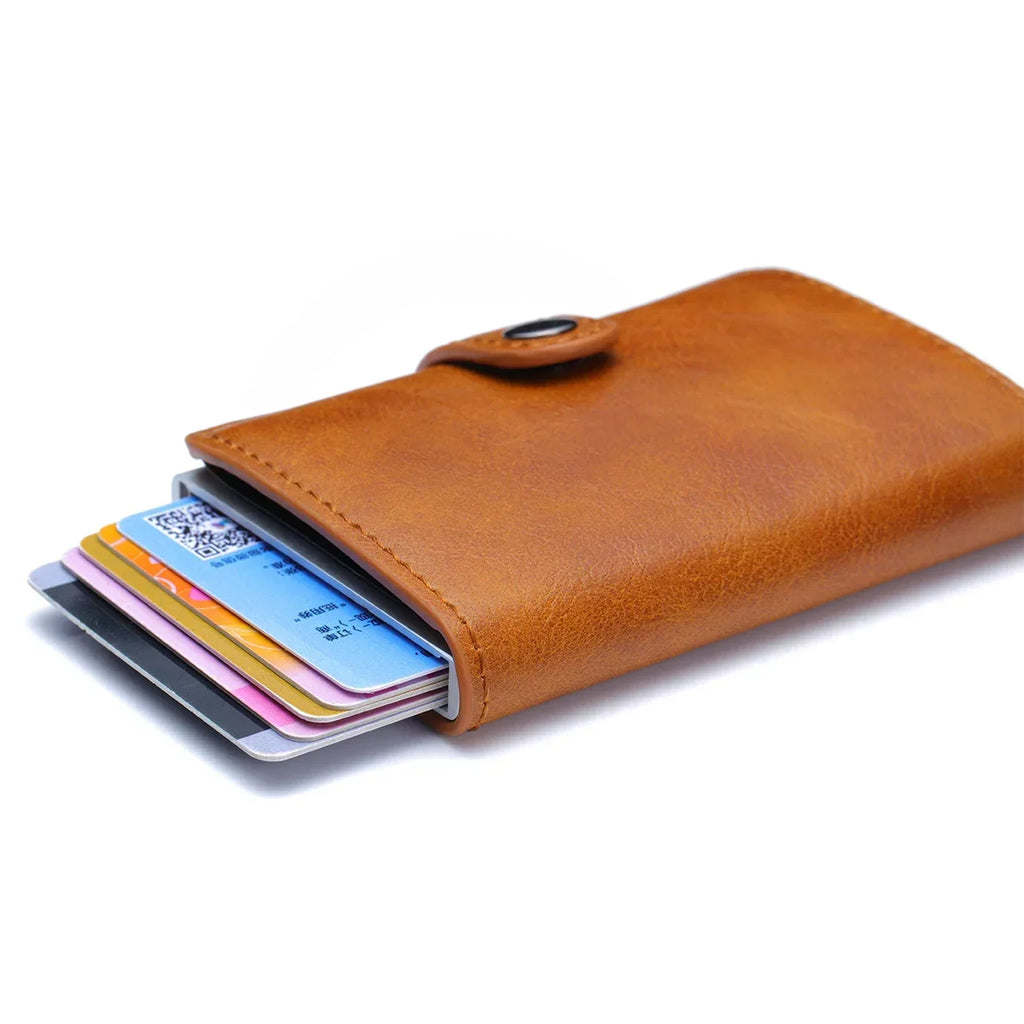 Portefeuille RFID compact en aluminium et cuir PU avec porte-cartes sécurisé unisexe — photo 1
