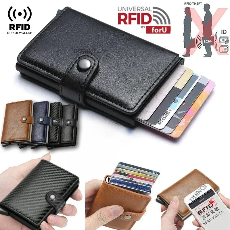 Portefeuille RFID compact en aluminium et cuir PU avec porte-cartes sécurisé unisexe — photo 3
