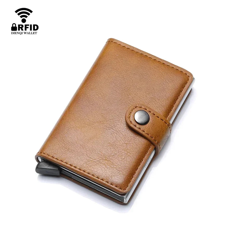 Portefeuille RFID compact en aluminium et cuir PU avec porte-cartes sécurisé unisexe — photo 4
