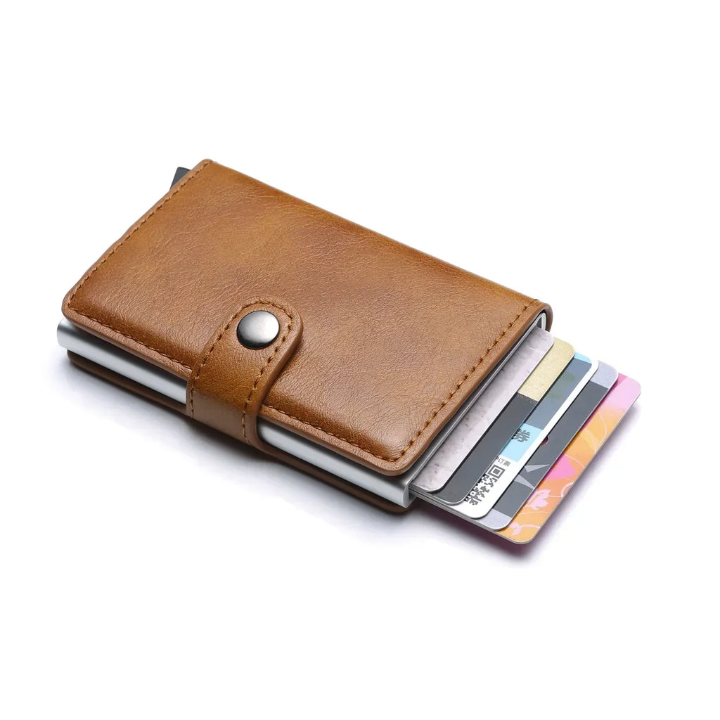 Portefeuille RFID compact en aluminium et cuir PU avec porte-cartes sécurisé unisexe — photo 5