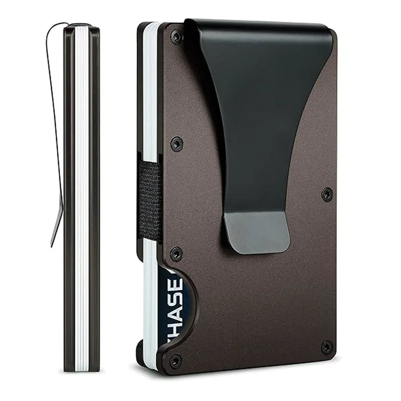 Portefeuille carte RFID aluminium effet carbone avec pince à billets ultra fin unisexe — photo 10