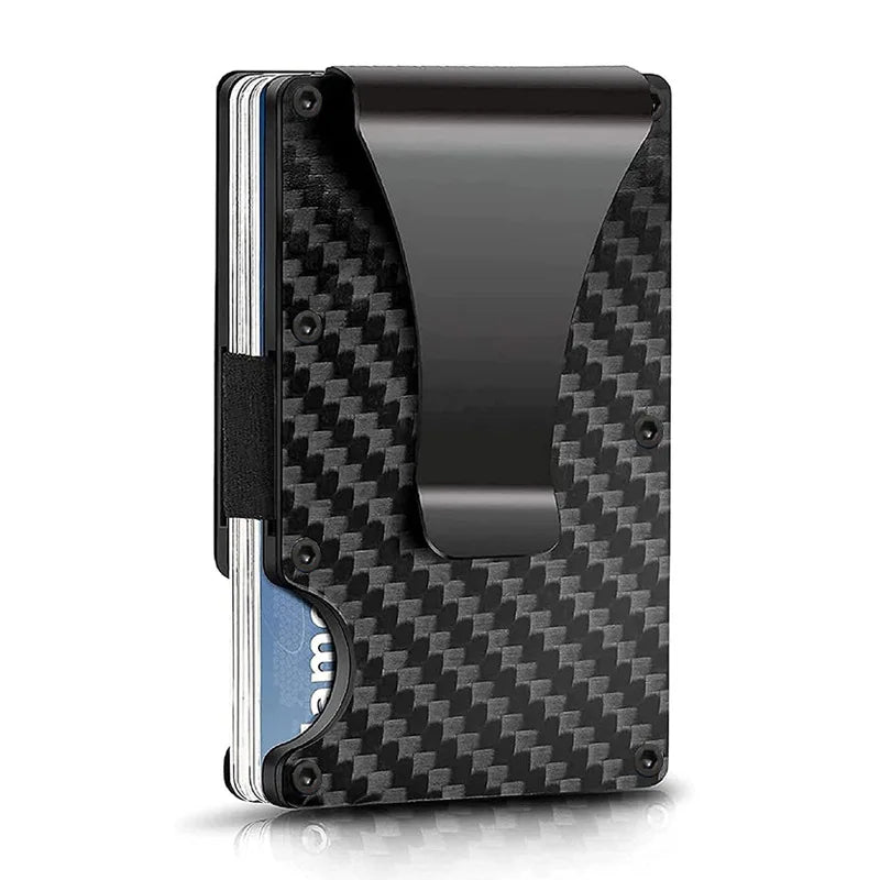 Portefeuille carte RFID aluminium effet carbone avec pince à billets ultra fin unisexe — photo 11