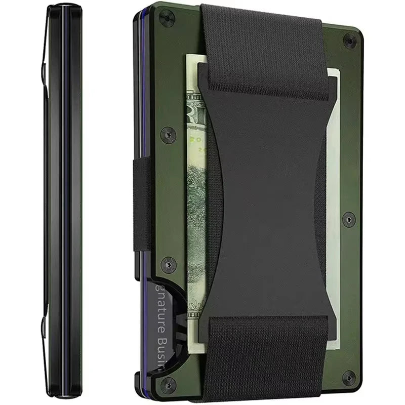 Portefeuille carte RFID aluminium effet carbone avec pince à billets ultra fin unisexe — photo 15