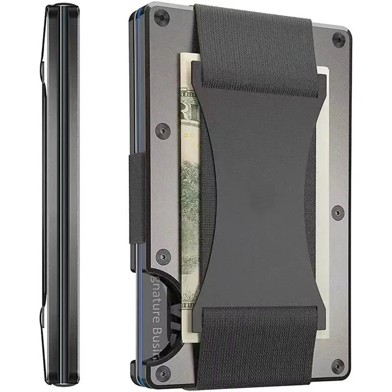 Portefeuille carte RFID aluminium effet carbone avec pince à billets ultra fin unisexe — photo 16