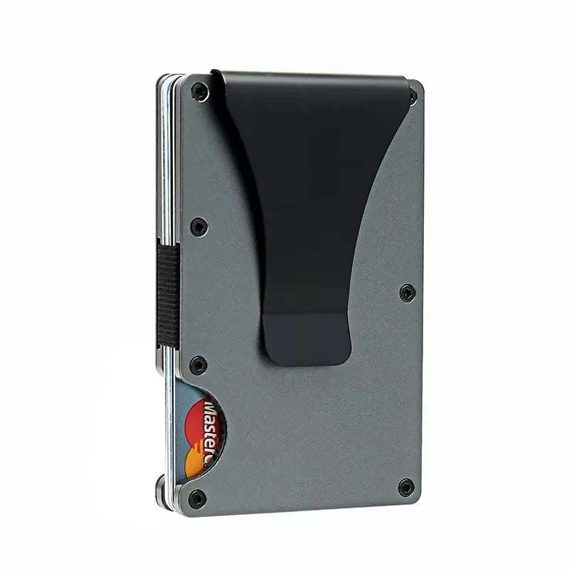 Portefeuille carte RFID aluminium effet carbone avec pince à billets ultra fin unisexe — photo 17