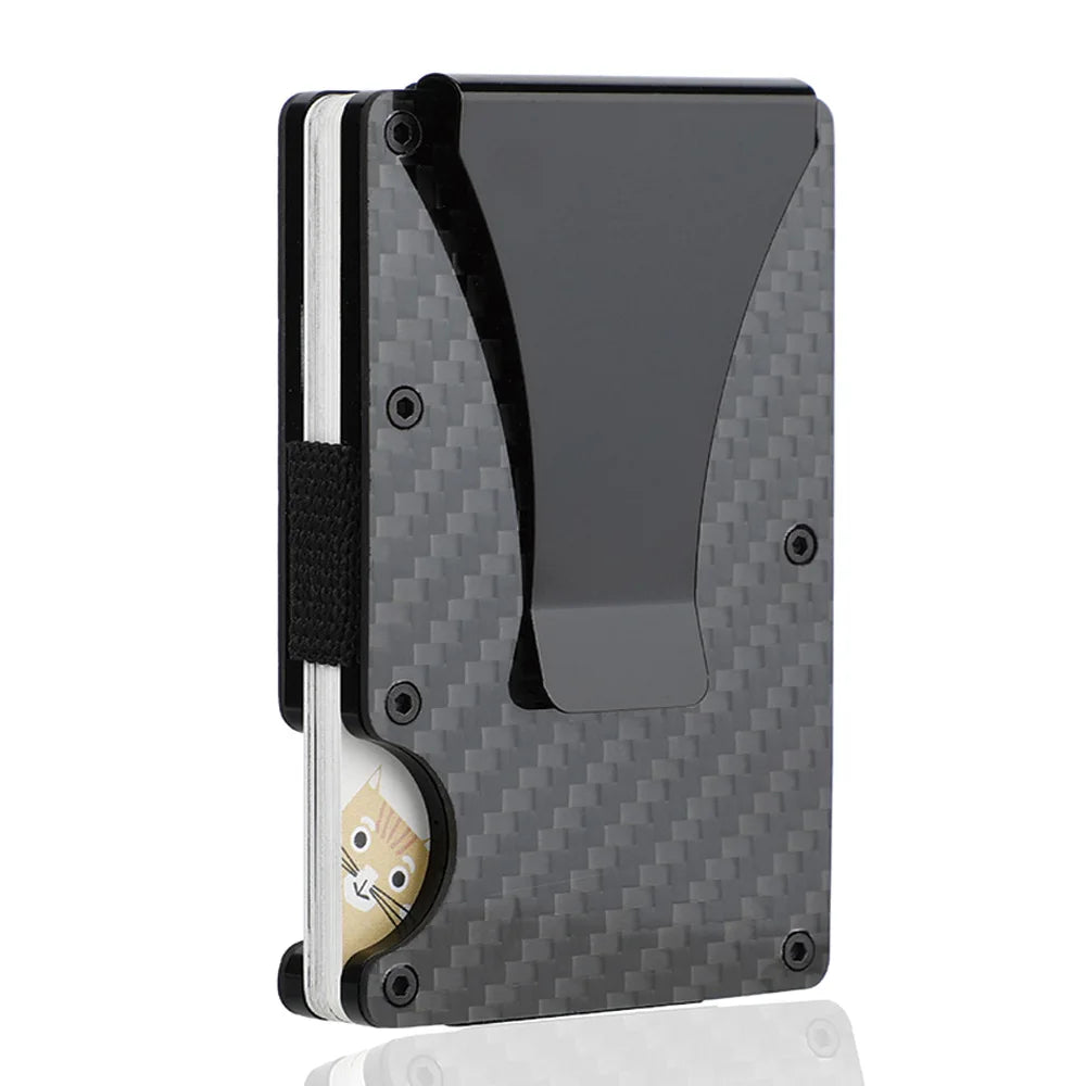 Portefeuille carte RFID aluminium effet carbone avec pince à billets ultra fin unisexe — photo 18