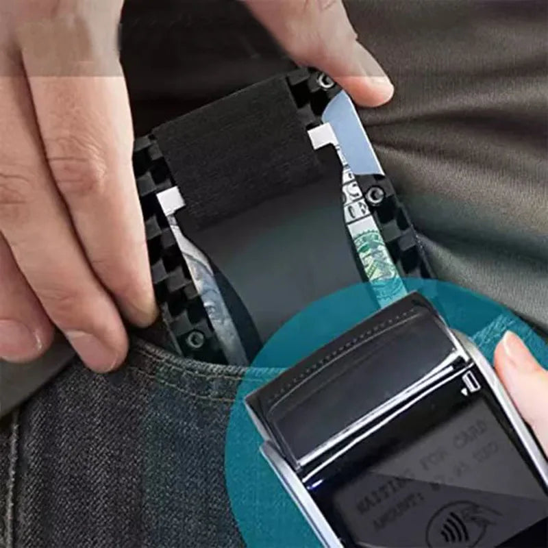 Portefeuille carte RFID aluminium effet carbone avec pince à billets ultra fin unisexe — photo 4