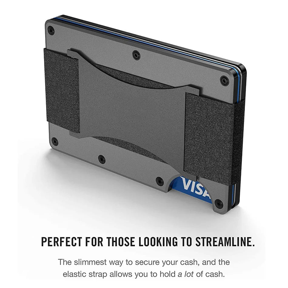 Portefeuille carte RFID aluminium effet carbone avec pince à billets ultra fin unisexe — photo 6