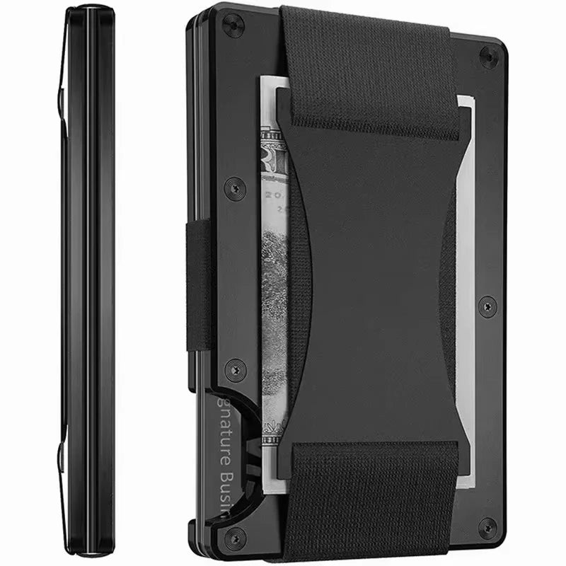 Portefeuille carte RFID aluminium effet carbone avec pince à billets ultra fin unisexe — photo 7