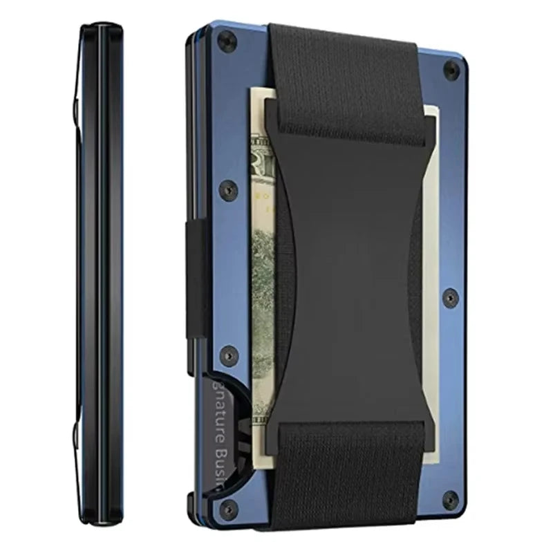 Portefeuille carte RFID aluminium effet carbone avec pince à billets ultra fin unisexe — photo 8 Image