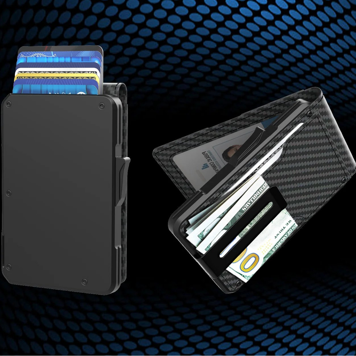 Portefeuille RFID aluminium homme avec pop-up et pince à billets design ultra fin — photo 1