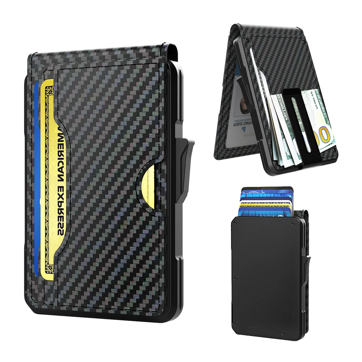 Portefeuille RFID aluminium homme avec pop-up et pince à billets design ultra fin — photo 2