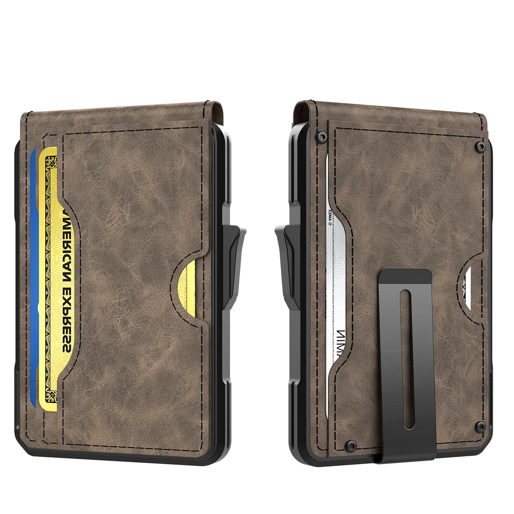 Portefeuille RFID aluminium homme avec pop-up et pince à billets design ultra fin — photo 9