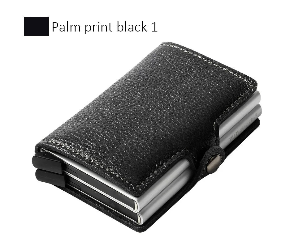 Portefeuille RFID en cuir véritable et aluminium avec porte-cartes sécurisé compact — photo 10