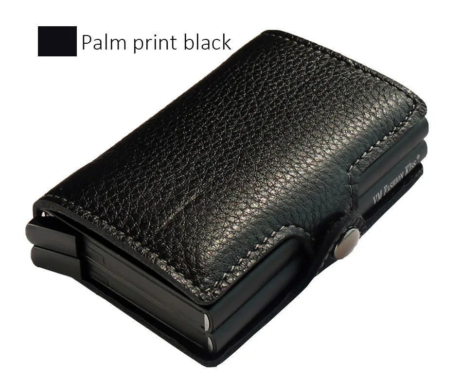 Portefeuille RFID en cuir véritable et aluminium avec porte-cartes sécurisé compact — photo 11