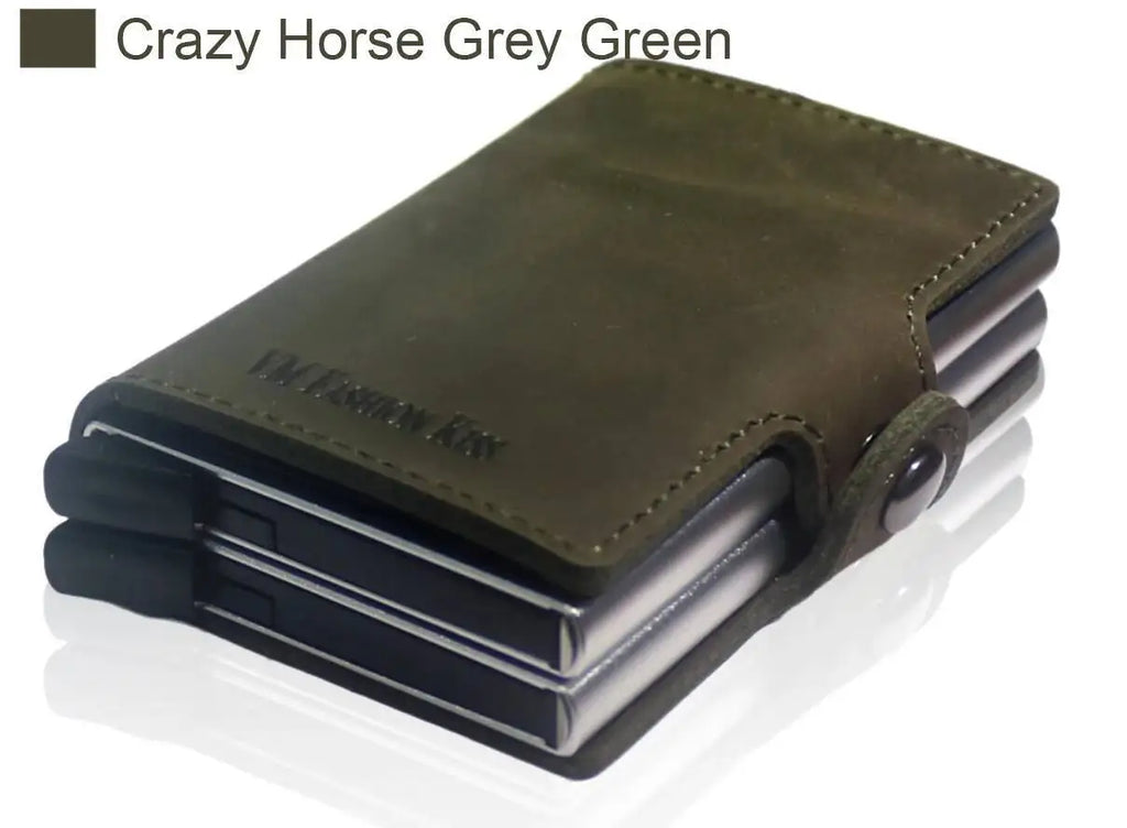 Portefeuille RFID en cuir véritable et aluminium avec porte-cartes sécurisé compact — photo 14