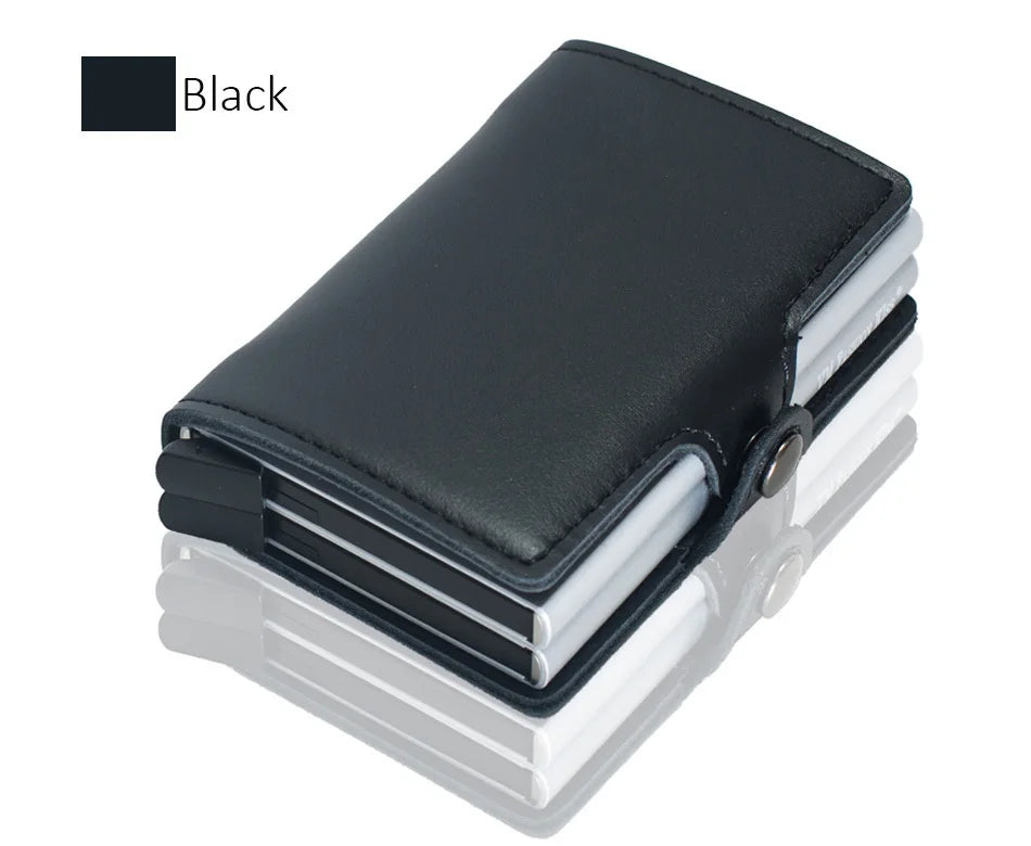 Portefeuille RFID en cuir véritable et aluminium avec porte-cartes sécurisé compact — photo 15