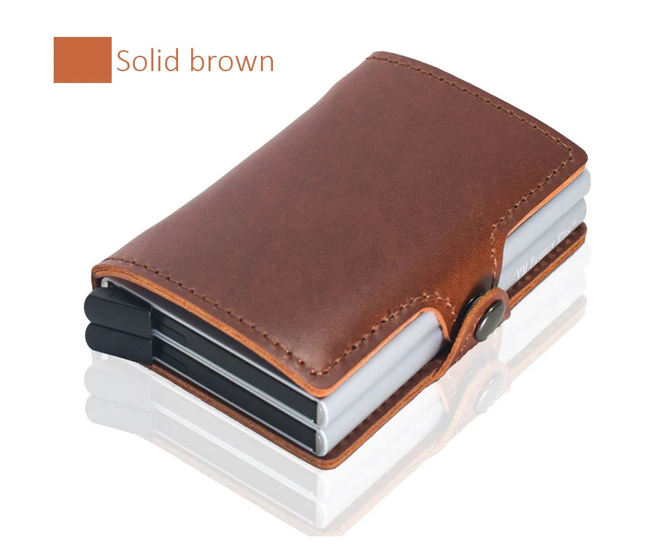 Portefeuille RFID en cuir véritable et aluminium avec porte-cartes sécurisé compact — photo 16