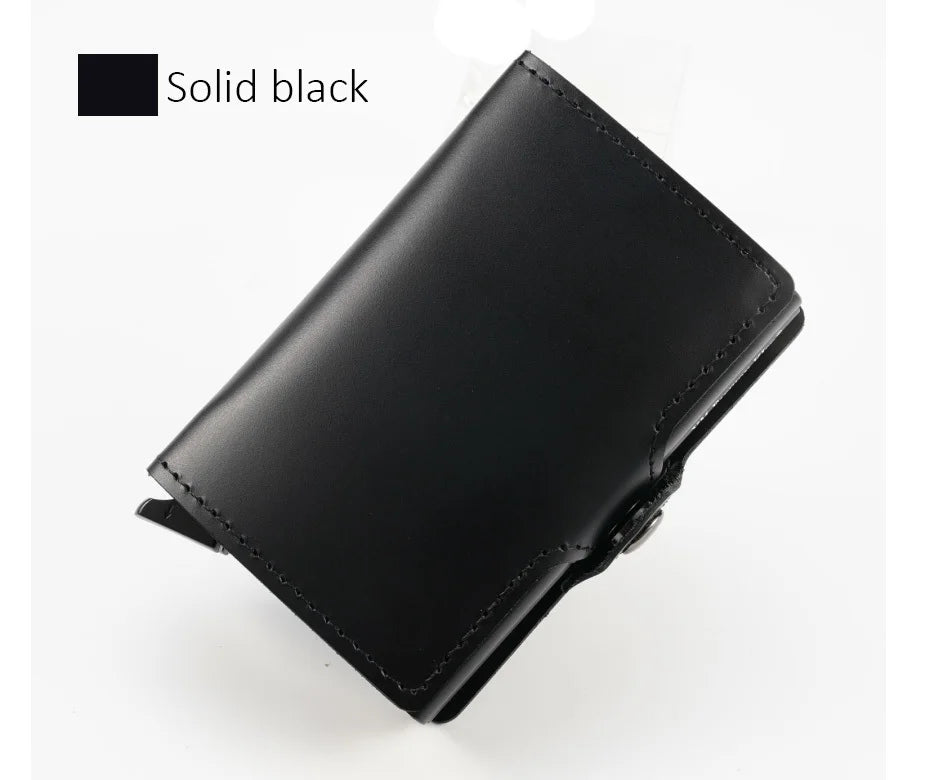 Portefeuille RFID en cuir véritable et aluminium avec porte-cartes sécurisé compact — photo 17