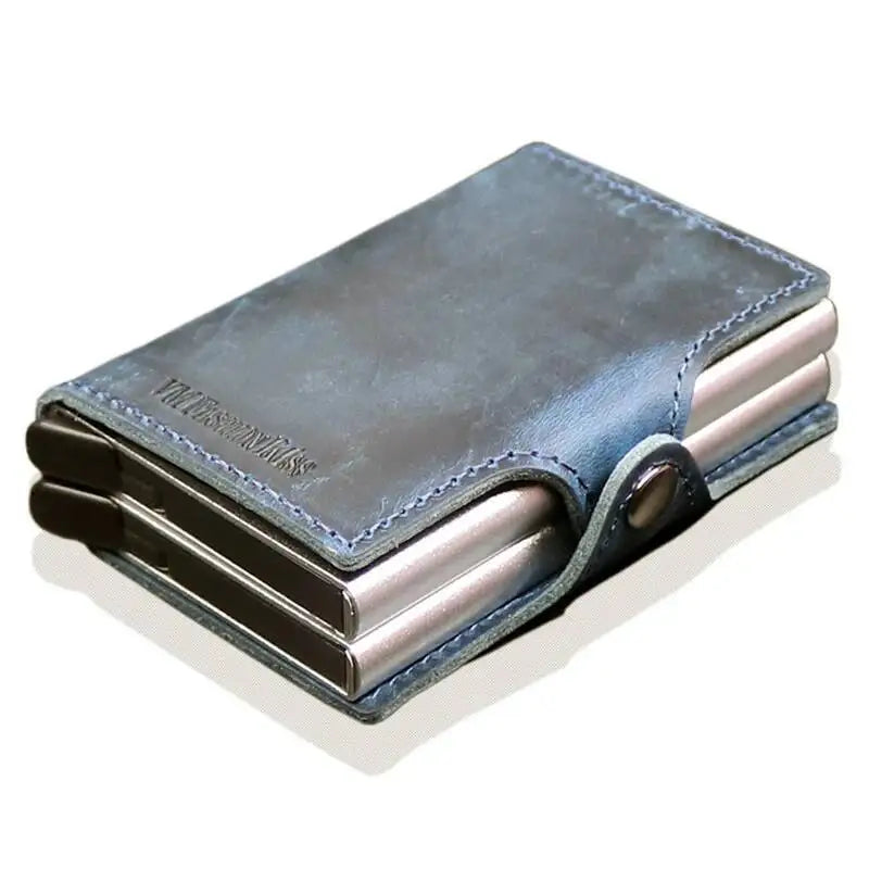 Portefeuille RFID en cuir véritable et aluminium avec porte-cartes sécurisé compact — photo 18